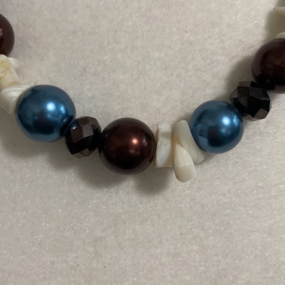 Hand Crafted Seashell Copper Blue Bronze Sparkle Vintage Bohemian Necklace - Picture 4 of 16